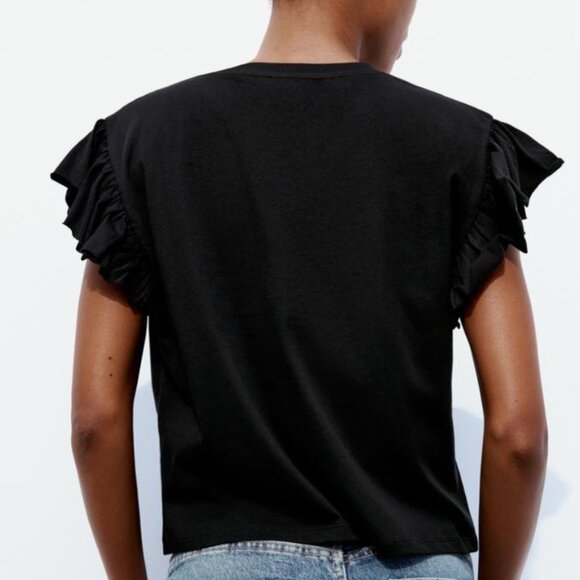ZARA BLACK RUFFLED Blouse size Size Small - Picture 7 of 8